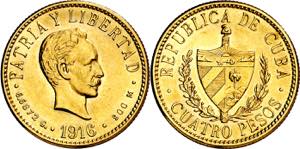 Cuba. 1916. 4 pesos. (Fr. 5) (Kr. 18). ... 