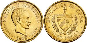 Cuba. 1915. 10 pesos. (Fr. 3) (Kr. 20). ... 