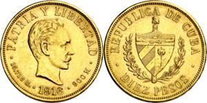 Cuba. 1916. 10 pesos. (Fr. 3) (Kr. 20). AU. ... 