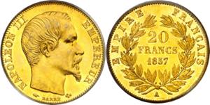 Francia. 1857. Napoleón III. A (París). 20 ... 