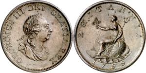 Gran Bretaña. 1799. Jorge III. 1/2 penique. ... 