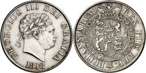 Gran Bretaña. 1818. Jorge III. 1/2 corona. ... 