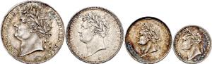 Gran Bretaña. 1823. Jorge IV. 1, 2, 3 y 4 ... 