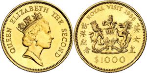 Hong-Kong. 1986. Isabel II. 1000 dólares. ... 