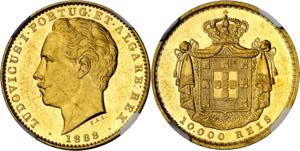 Portugal. 1888. Luis I. 10000 reis. (Fr. ... 