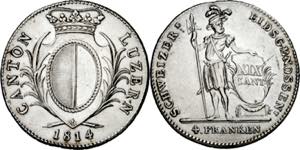 Suiza. Lucerna. 1814. 4 francos. (Kr. 109). ... 