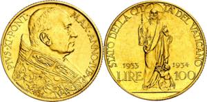 Vaticano. 1934. Pío XI. 100 liras. (Fr. ... 