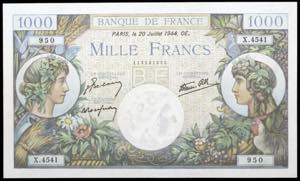 Francia. 1944. Banco de Francia. 1000 ... 