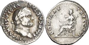 (75 d.C.). Vespasiano. Denario. (Spink 2301) ... 