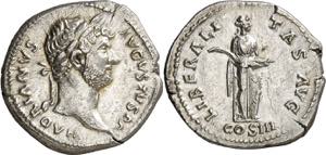 (128-129 d.C.). Adriano. Denario. (Spink ... 