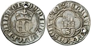 Enrique II (1368-1379). Sevilla. Medio real. ... 