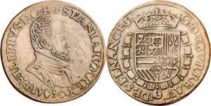 1596. Felipe II. Amberes. Jetón. 6 g. MBC.
