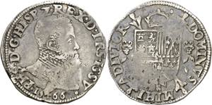 1566. Felipe II. Hasselt. 1/5 de escudo ... 