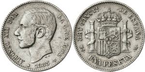 1885*1-86. Alfonso XII. MSM. 1 peseta. (AC. ... 