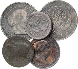 Carlos III a Isabel II. Lote de 5 monedas en ... 