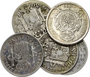 1880 a 1926. 50 céntimos. Lote de 5 ... 