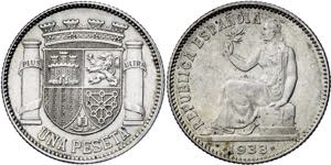 1933*34. II República. 1 peseta. Lote de 2 ... 