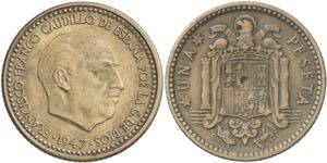 1947*1949 y *1954. Franco. 1 peseta. Lote de ... 