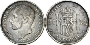 1884*1884. Alfonso XII. MSM. 5 pesetas. ... 