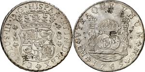1769. Carlos III. Lima. JM. 8 reales. ... 