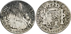 1796. Carlos IV. Lima. IJ. 8 reales. ... 