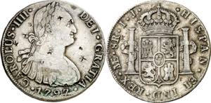 1797. Carlos IV. Lima. IJ. 8 reales. ... 