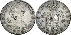 1773. Carlos III. Madrid. PJ. 8 reales. ... 