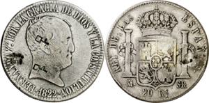 1822. Fernando VII. Madrid. SR. 20 reales. ... 
