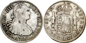 1796. Carlos IV. México. FM. 8 reales. ... 