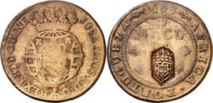 Angola. (1837). 1 macuta. Contramarca escudo ... 