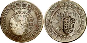Angola. (1837). 1 macuta. Contramarca escudo ... 