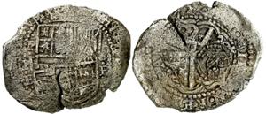 Felipe IV. Potosí. E. 8 reales. Contramarca ... 