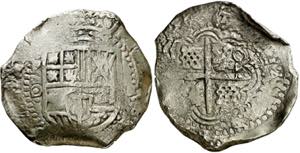 Felipe IV. Potosí. . 8 reales. Contramarca  ... 
