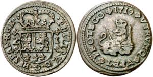 1719. Felipe V. Zaragoza. 1 maravedí. (AC. ... 