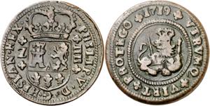 1719. Felipe V. Zaragoza. 4 maravedís. (AC. ... 