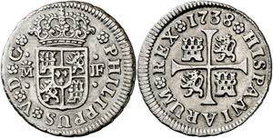 1738. Felipe V. Madrid. JF. 1/2 real. (AC. ... 