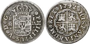 1742. Felipe V. Madrid. JA. 1 real. (AC. ... 