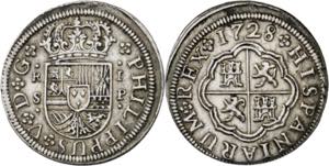 1728. Felipe V. Sevilla. P. 1 real. (AC. ... 