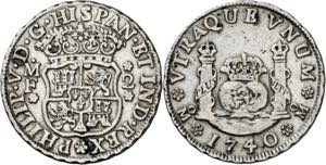 1740/30. Felipe V. México. MF. 2 reales. ... 