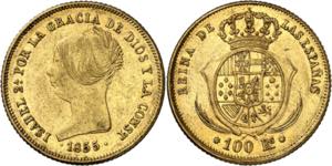 1855. Isabel II. Barcelona. 100 reales. (AC. ... 