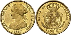 1857. Isabel II. Madrid. 100 reales. (AC. ... 