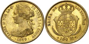 1859. Isabel II. Madrid. 100 reales. (AC. ... 
