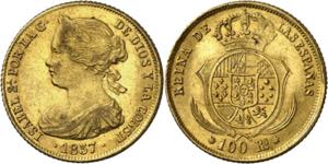 1857. Isabel II. Sevilla. 100 reales. (AC. ... 