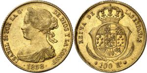 1858. Isabel II. Sevilla. 100 reales. (AC. ... 