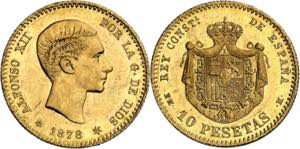 1878*1878. Alfonso XII. EMM. 10 pesetas. ... 