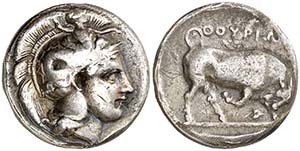 (300-280 a.C.). Italia. Turium. Didracma. ... 