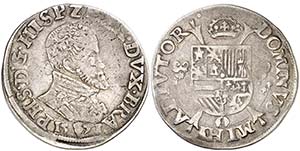 1571. Felipe II. Amberes. 1/5 de escudo ... 