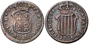 1756. Fernando VI. Barcelona. 1 ardit. (Cal. ... 
