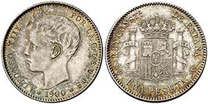 1900*1900. Alfonso XIII. SMV. 1 peseta. ... 