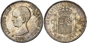 1892*1892. Alfonso XIII. PGM. 5 pesetas. ... 